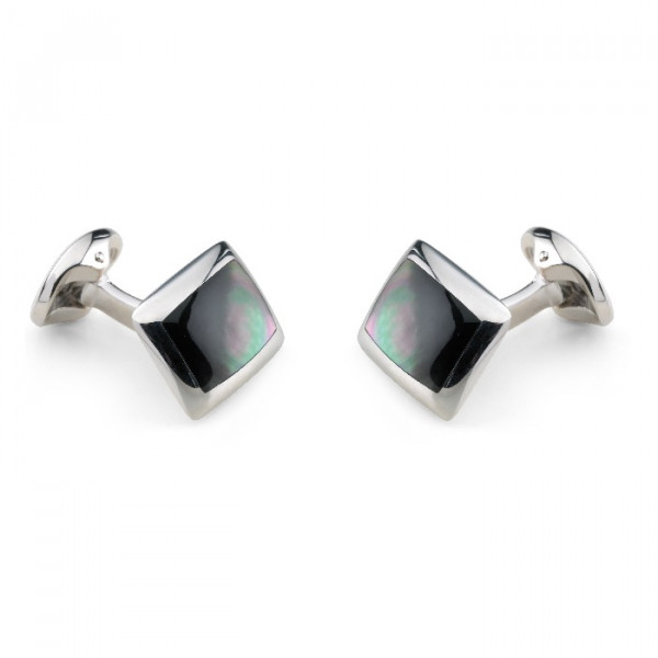 Deakin & Francis Sterling Silver Cufflinks With Grey Mother of Pearl