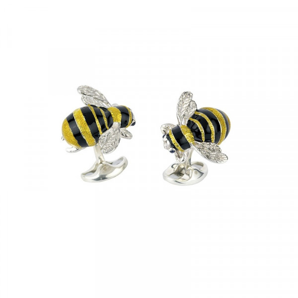 Deakin & Francis Sterling Silver Bee Cufflinks With Enamel Colours