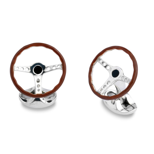 Deakin & Francis Sterling Silver Vintage Steering Wheel Cufflinks