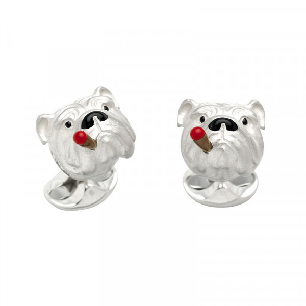 Deakin & Francis Bull Dog Cufflinks In Sterling Silver With Enamel