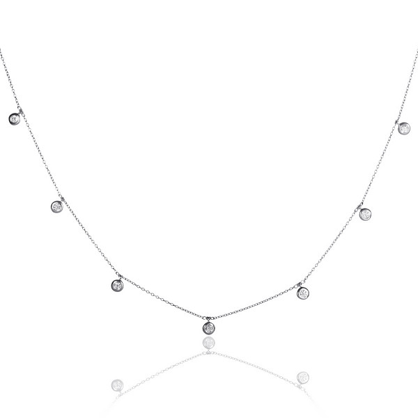 Diamond Collar Necklace with 7 Charms with 0.30ct Brilliant Cut Diamond Necklace In 18K White Gold