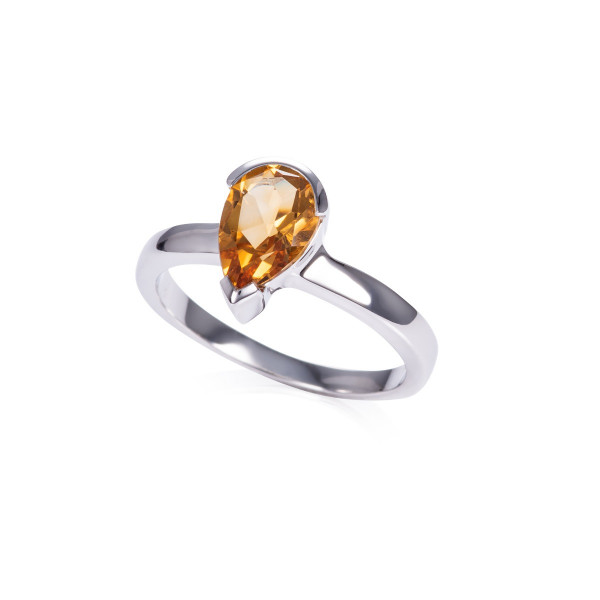 Pear Shaped Citrine Ring in Sterling Silver