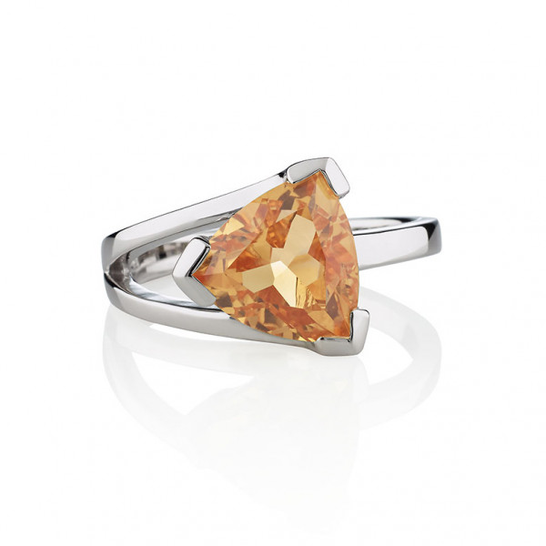Sterling Silver Ring with a Trillion Cut Citrine Gemstone 