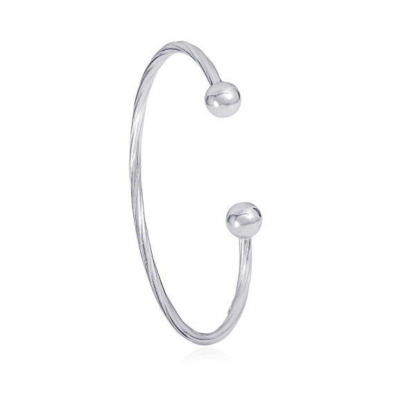925 Sterling Silver Torque Bangle Bracelet