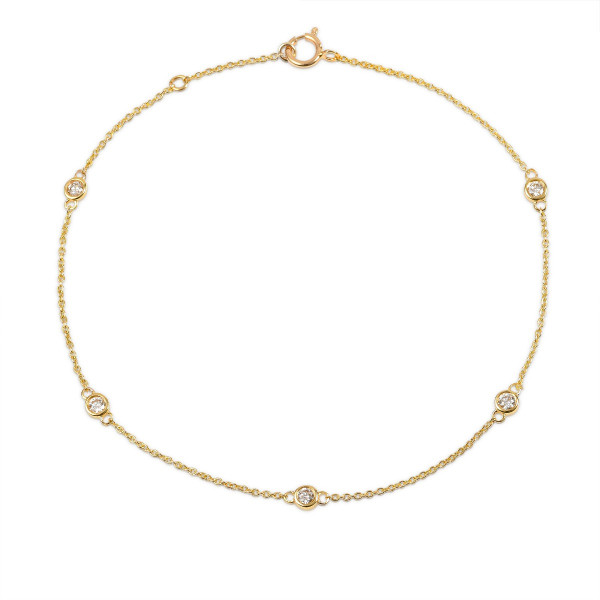 Dainty Diamond Chain Bracelet with 0.25ct Diamond Bracelet in 9K Yellow Gold