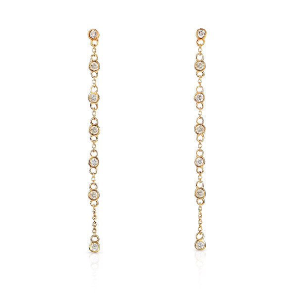 Diamond Chain Earrings 0.35ct Long Earrings in 9K Yellow Gold