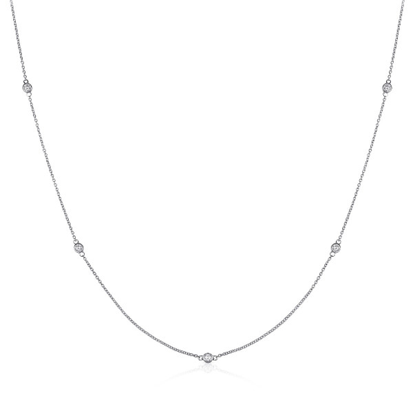 Dainty Diamond Chain Necklace with 0.25ct Diamond Necklace in 9K White Gold