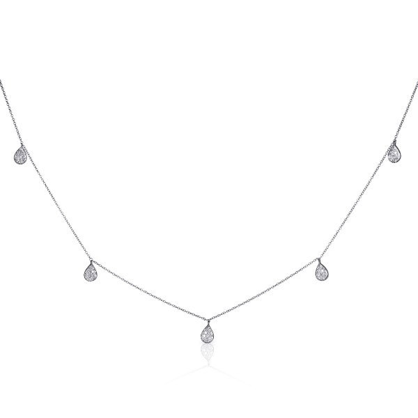 Diamond Charm Necklace with Pear Shaped Diamond Charms 0.40ct Diamond Necklace In 9K White Gold