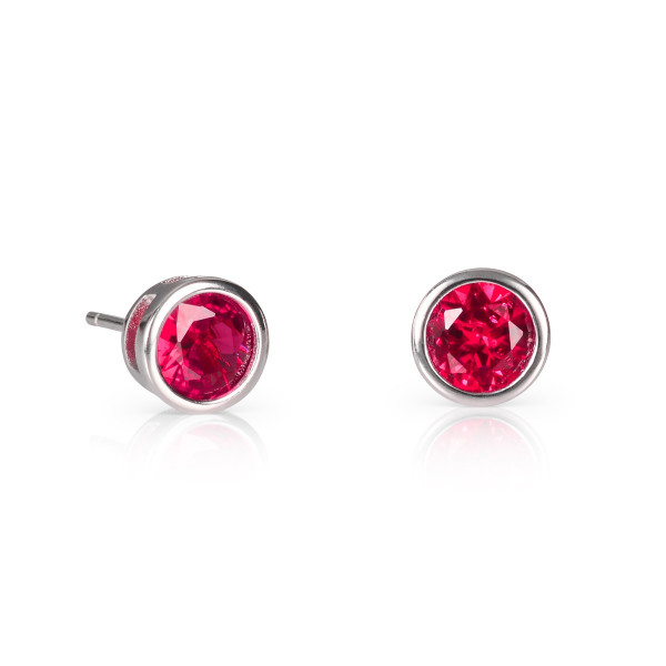 925 Sterling Silver Solitaire Pink Red Stud Earrings