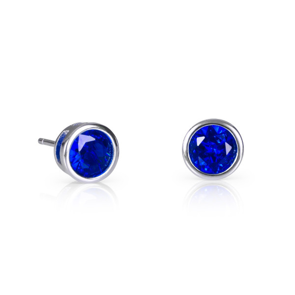 925 Sterling Silver Solitaire Blue Stud Earrings