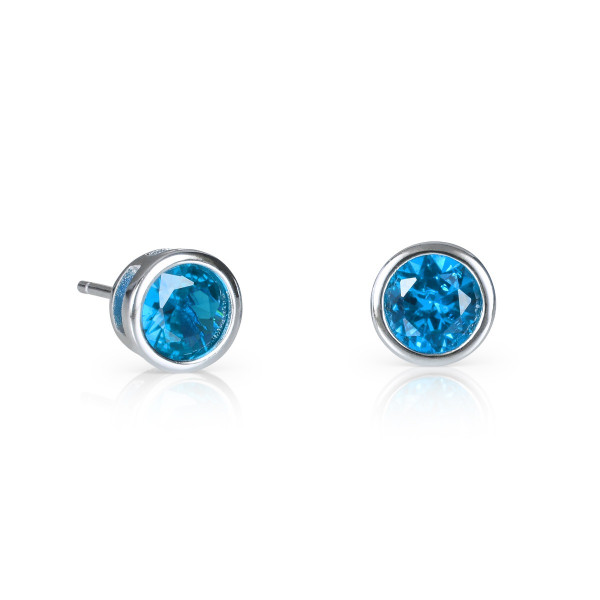 925 Sterling Silver Solitaire Sky Blue Stud Earrings