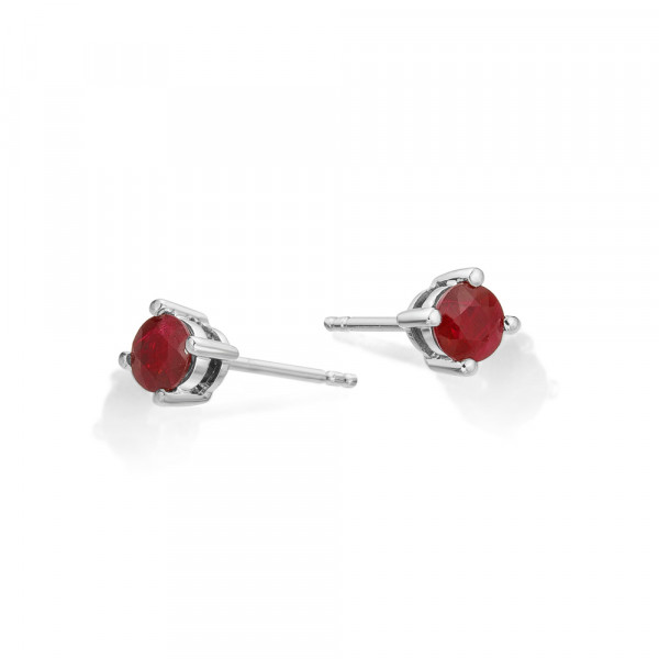Ruby Stud Earrings 3.8mm Ruby in 9K White Gold