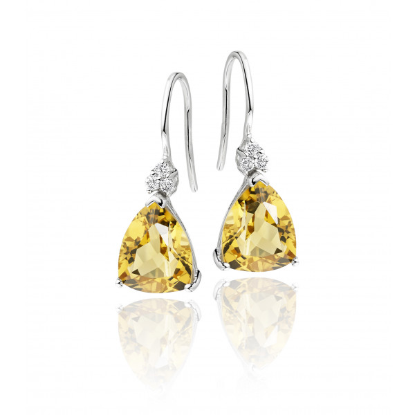 Citrine & Diamond Drop Earrings 4.60ct Citrine 9K White Gold