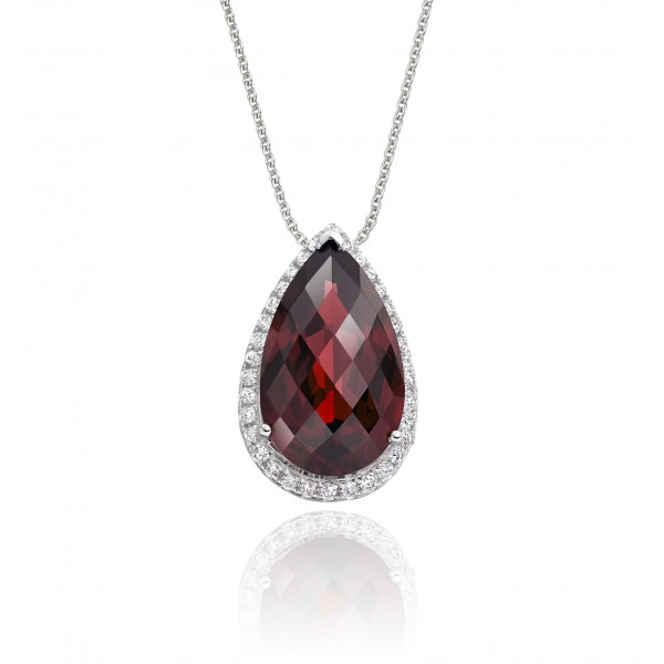 5.30ct Garnet With 0.17ct Diamond Pendant In 9K White Gold