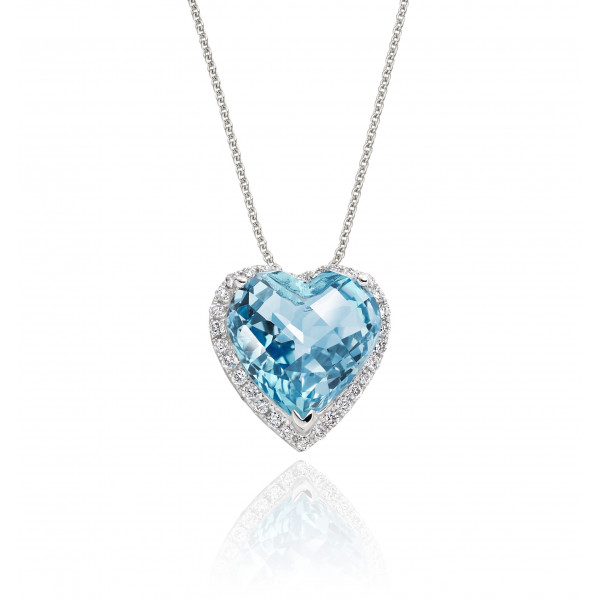 4.50ct Blue Topaz With 0.15ct Diamond Pendant In 9K White Gold