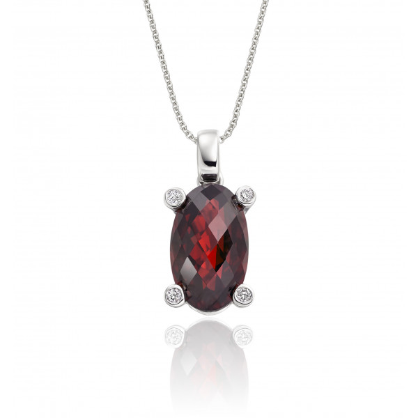 4.20ct Garnet With 0.03ct Diamond Pendant In 18K White Gold