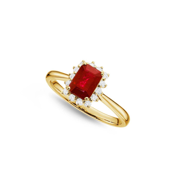 Ruby Ring 5x7mm Ruby & 0.21ct Diamonds in 18K Yellow Gold