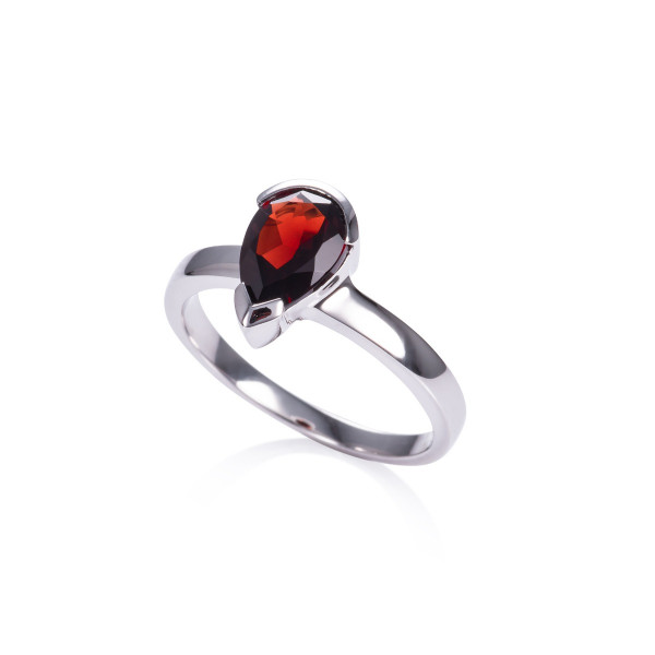 Pear Shaped Garnet Ring in Sterling Silver