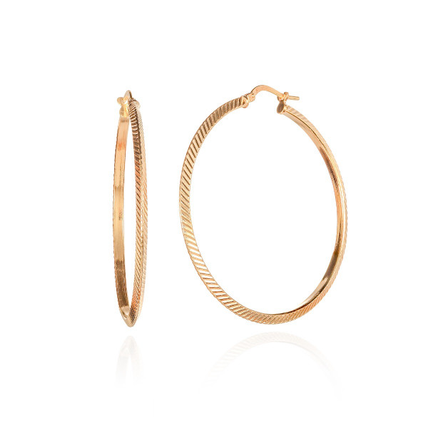 Gold Plated Sterling Silver Diamond Cut Hoop Earrings