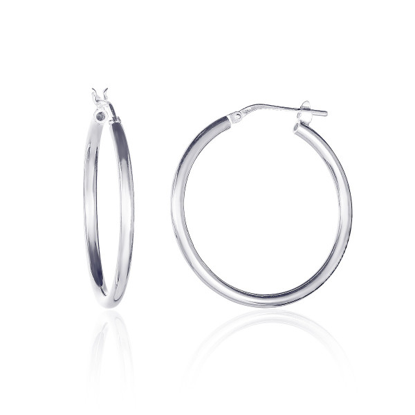 925 Sterling Silver Plain Polished Hoop Earrings