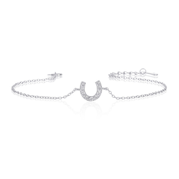 Sterling Silver Lucky Horseshoe Bracelet With Cubic Zirconia