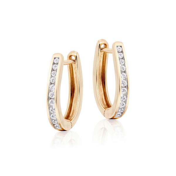 Diamond Hoop Earrings 0.25ct Channel Set Hoops in 9K Yellow Gold