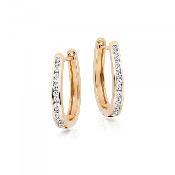Diamond Hoop Earrings 0.40ct Channel Set Hoops in 9K Yellow Gold