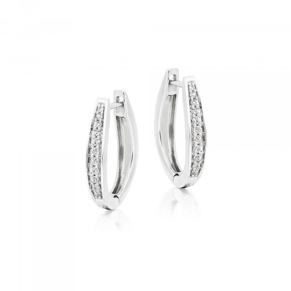 Diamond Hoop Earrings 0.25ct Graduating Diamond Hoops 9K White Gold