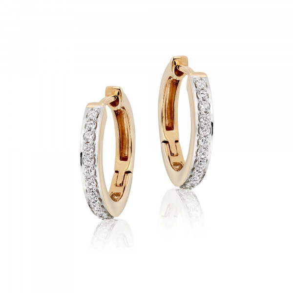 Diamond Hoop Earrings 0.25ct Elevated Diamond Hoops 9K Yellow Gold