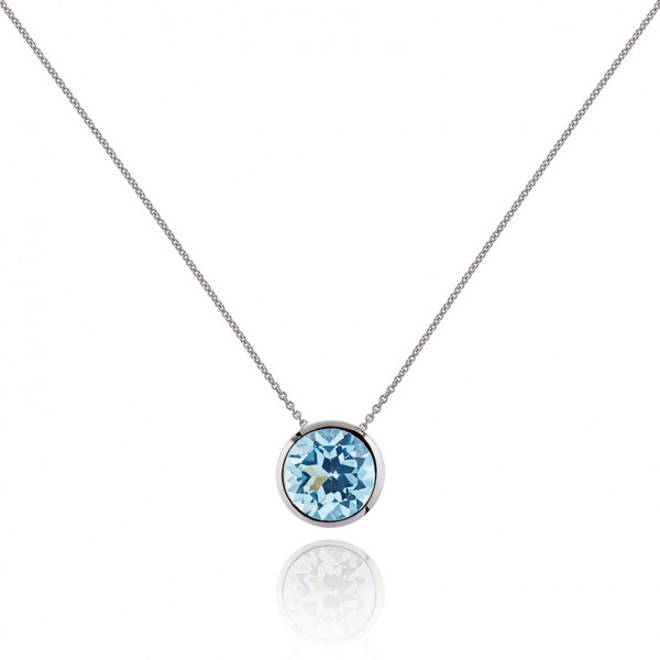 Bezel Set Blue Topaz Pendant Necklace in Sterling Silver