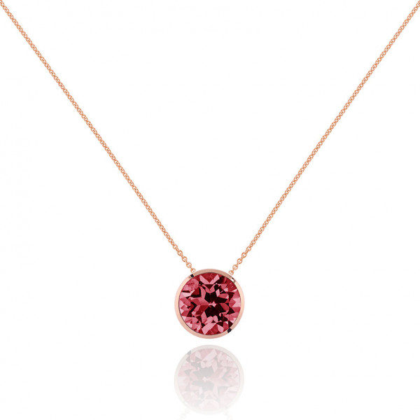 Bezel Set Rhodolite Pendant Necklace in Rose Gold Plated Sterling Silver