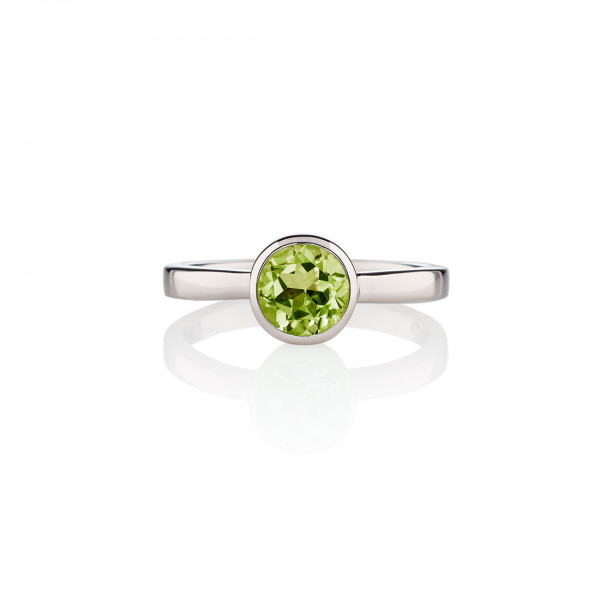Bezel Set Peridot Ring in Sterling Silver