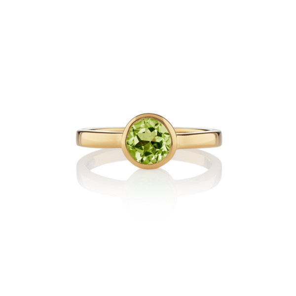 Bezel Set Peridot Ring in Gold Plated Sterling Silver