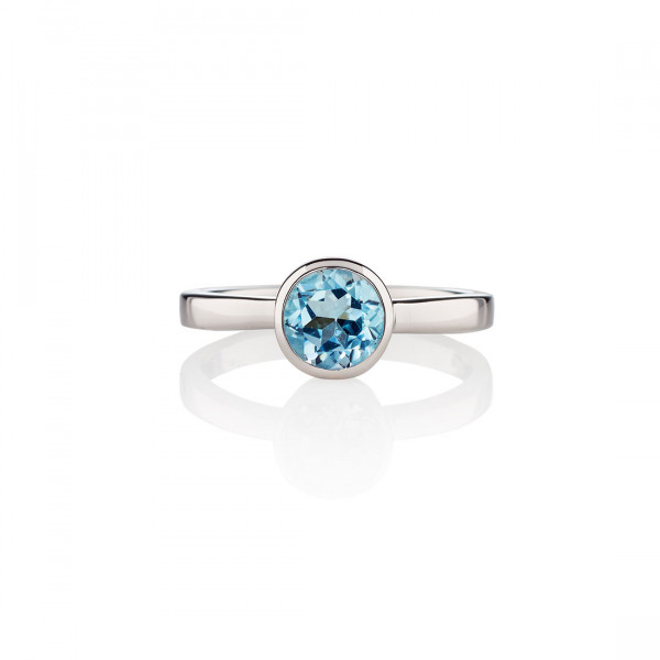 Bezel Set Blue Topaz Ring in Sterling Silver
