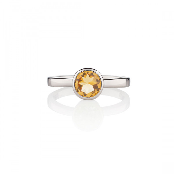 Bezel Set Citrine Ring in Sterling Silver