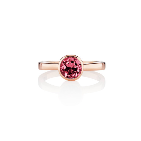 Bezel Set Rhodolite Ring in Rose Gold Plated Sterling Silver