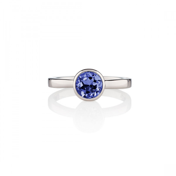 Bezel Set Iolite Ring in Sterling Silver
