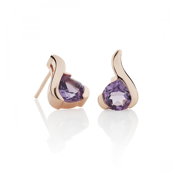 Amethyst Pear Shaped Earrings in Rose Gold Vermeil