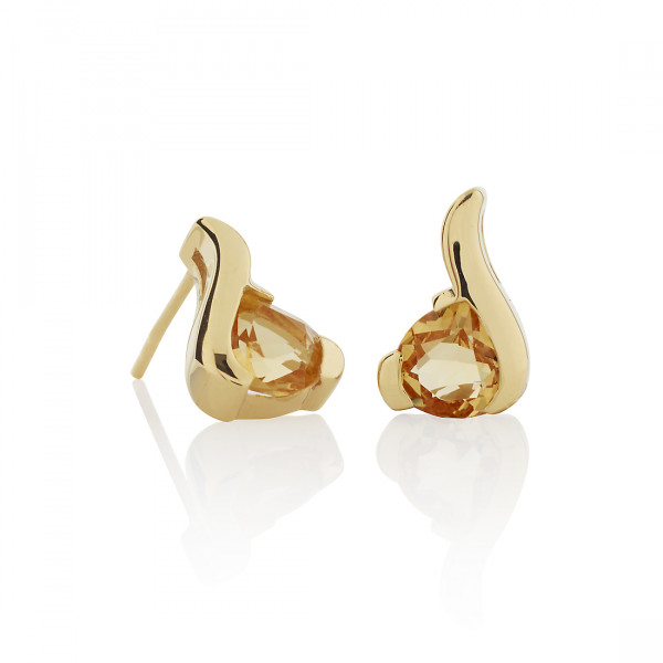 Citrine Pear Shaped Earrings in Gold Vermeil