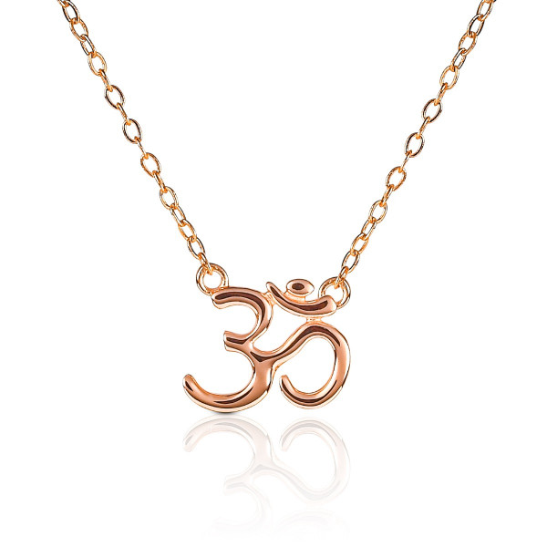 Rose Gold Plated Sterling Silver Divine OM Pendant Necklace