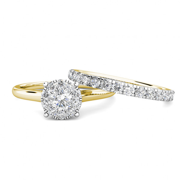 Miracle Diamond Cluster Engagement Ring 0.30ct Diamonds in 18K Yellow Gold