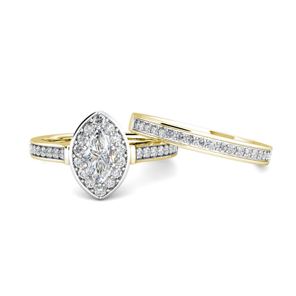 Marquise Diamond Cluster Engagement Ring 0.40ct Diamonds in 18K Yellow Gold