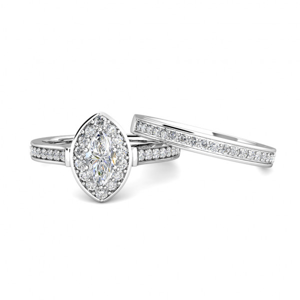 Marquise Diamond Cluster Engagement Ring 0.40ct Diamonds in 18K White Gold