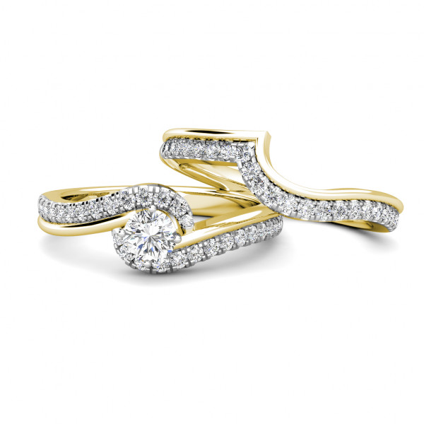 Twirl Diamond Cluster Engagement Ring 0.40ct Diamond in 18K Yellow Gold