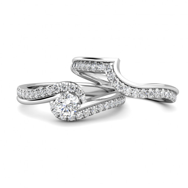Twirl Diamond Cluster Engagement Ring 0.40ct Diamond in 18K White Gold