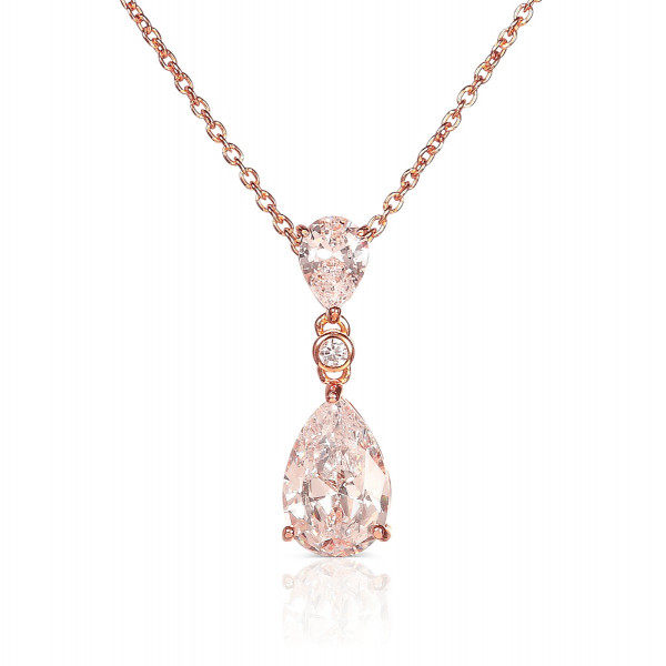 Rose Gold  Plated Sterling Silver Teardrop Pendant Necklace