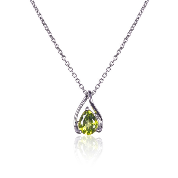 Teardrop Peridot Pendant Necklace in Sterling Silver