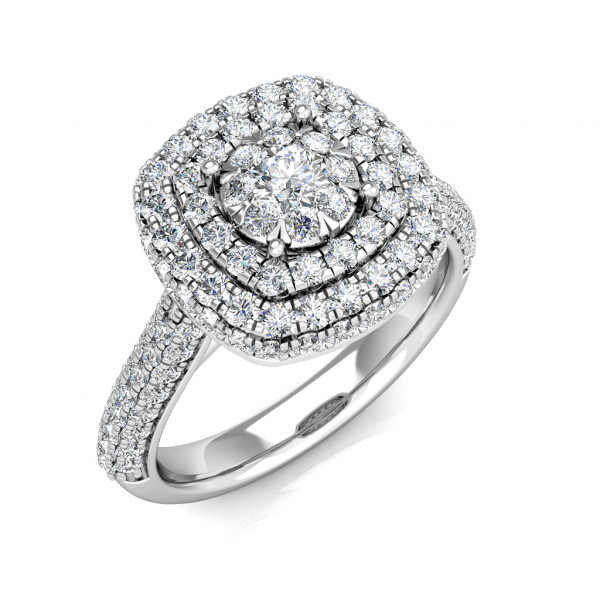 Alluring Large Diamond Statement Ring 1.22ct Diamonds in 18K White Gold