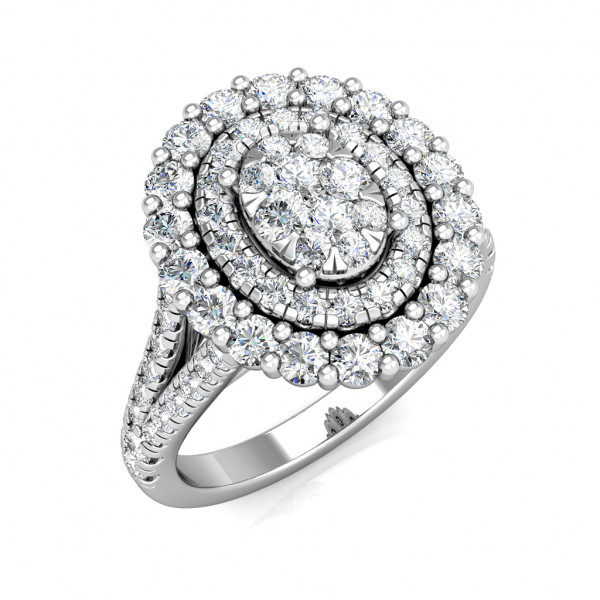 Victoria Large Oval Diamond Statement Ring 1.10ct Diamonds in 18K White Gold