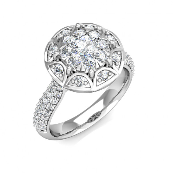 Audrey Diamond Cluster Engagement Ring 0.97ct Diamonds in 18K White Gold